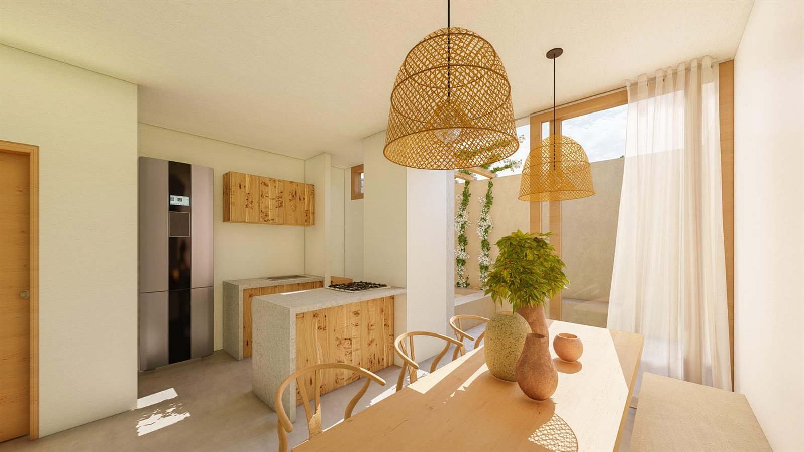 Cocina y comedor integrados
