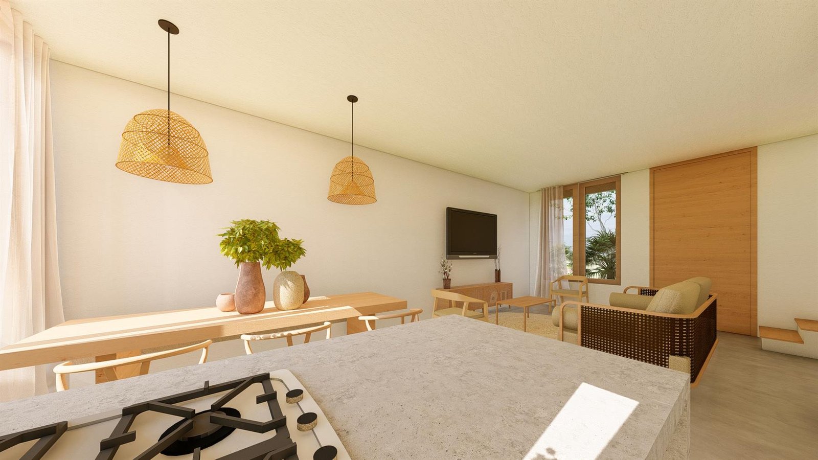 Zona social interior de una vivienda de referencia